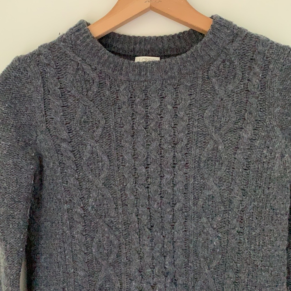 J. Crew Classic Cable Gray Sweater Wool Blend Size XS - Picture 4 of 6